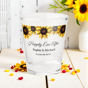 Sonnenblume Hochzeit Blumenblume Wasserfarbe Gelb Schnapsglas