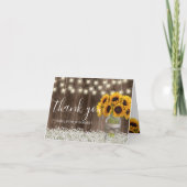 Sonnenblume Hochzeit florale Jar Rustic Barn Wood Dankeskarte (Vorderseite)