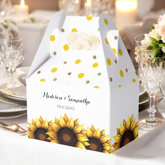 Sonnenblume Hochzeit Gelbe weiße Blüte Geschenkschachtel