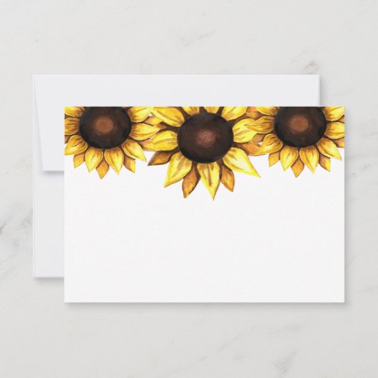 Sonnenblume Hochzeit Gelbe weiße Blüte RSVP Karte (Rückseite)
