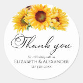Sonnenblume Hochzeit im Herbst danke Ihnen Aufkleb Runder Aufkleber (Vorderseite)