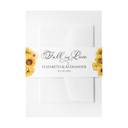 Sonnenblume Hochzeit im Herbst Einladung Bauchband Einladungsbanderole (Vorderseite Beispiel)