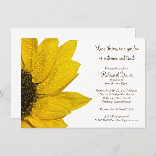 Sonnenblume Hochzeit Probe Abendessen Einladung (Vorne/Hinten)