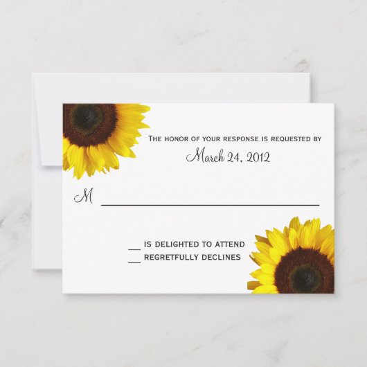Sonnenblume Hochzeit RSVP Karte (Vorderseite)