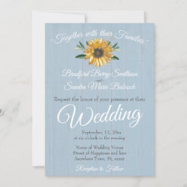Sonnenblume Hochzeit rustikale Dusty Blue Barn Woo Einladung