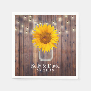 Sonnenblume Hochzeit rustikale Stallenholz Streich Serviette