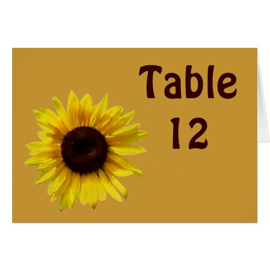 Sonnenblume-Hochzeit - Tischnummer-Karte (Vorderseite (Horizontal))