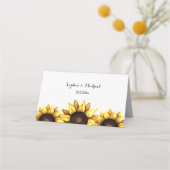Sonnenblume Hochzeit Wasserfarbe Gelb Weiß Platzkarte (Rückseite)