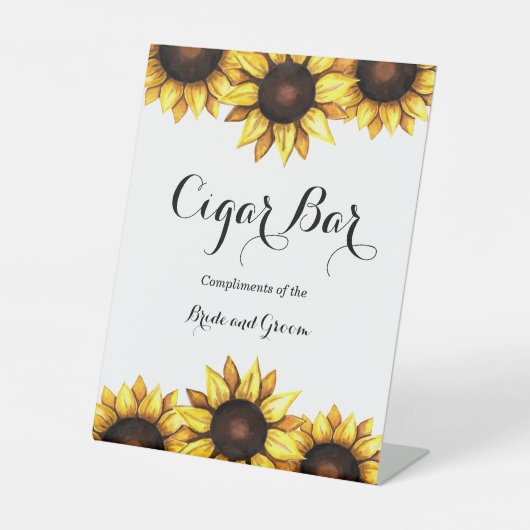 Sonnenblume Hochzeit Zigarre Bar Pedestal Zeichen Sockelschild (Vorderseite)