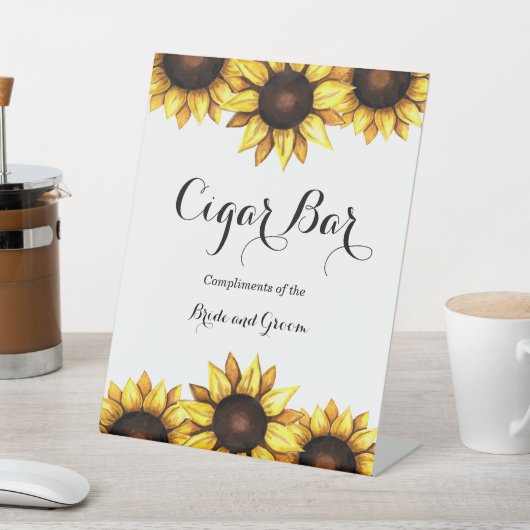 Sonnenblume Hochzeit Zigarre Bar Pedestal Zeichen Sockelschild (In SItu)