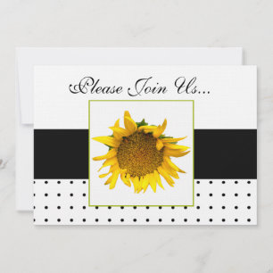Sonnenblume Hochzeitliche schwarz-weiße Punkte 2 Einladung
