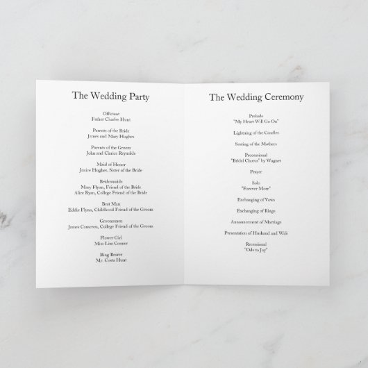 Sonnenblume-Hochzeits-Programm Programm (Innenseite)