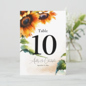 Sonnenblume Hochzeitsempfang Tischnummer 10 (Stehend Vorderseite)