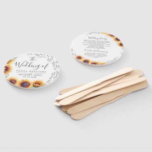 Sonnenblume | Hochzeitsprogramm Fächer (Non-assembled)