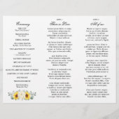 Sonnenblume Hochzeitsprogramm für Elfenbein Eukaly (Rückseite)