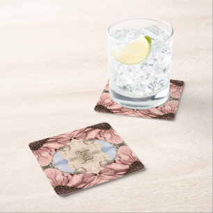 Sonnenblume Hochzeitsrot Rosa Wasserfarbe Rechteckiger Pappuntersetzer