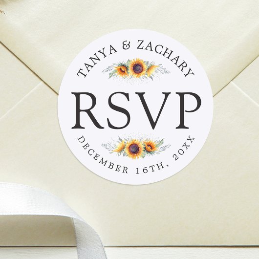 Sonnenblume | HochzeitsrSVP Runder Aufkleber