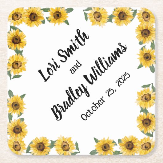 Sonnenblume Hochzeitstag Untersetzer (Vorderseite)