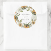 Sonnenblume-Hochzeitsticker Runder Aufkleber (Tasche)