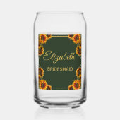 Sonnenblume Hochzeitswald Grüne Bridesmaid Dosenglas (Vorderseite)