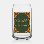 Sonnenblume Hochzeitswald Grüne Bridesmaid Dosenglas (Rückseite)