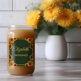 Sonnenblume Hochzeitswald Grüne Bridesmaid Dosenglas