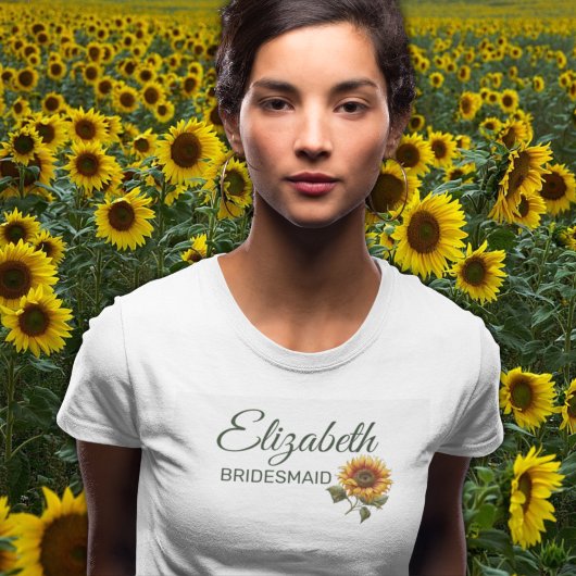Sonnenblume Hochzeitswald Grüne Bridesmaid T-Shirt