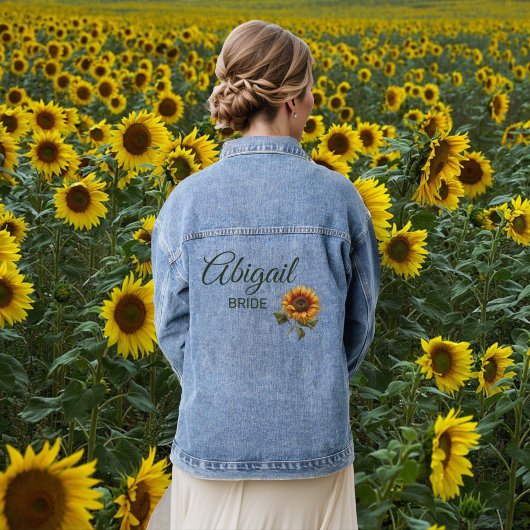 Sonnenblume Hochzeitwald Grüne Braut Jeansjacke
