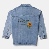 Sonnenblume Hochzeitwald Grüne Braut Jeansjacke (Rückseite)