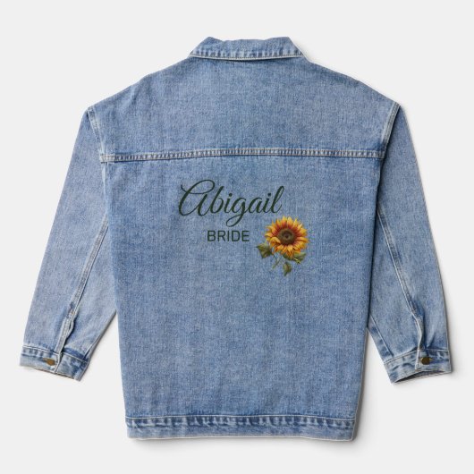 Sonnenblume Hochzeitwald Grüne Braut Jeansjacke (Rückseite)