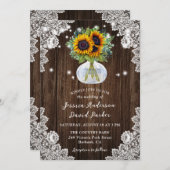 Sonnenblume Holz Blumenzange Hochzeit Einladung (Vorne/Hinten)