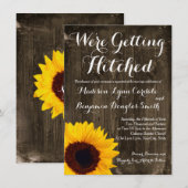 Sonnenblume-Holz, das Hitched Wedding Einladungen (Vorne/Hinten)