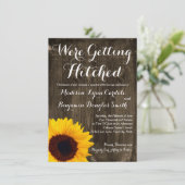 Sonnenblume-Holz, das Hitched Wedding Einladungen (Stehend Vorderseite)