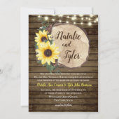 Sonnenblume Holz Slice rustikale String Lights Hoc Einladung (Vorderseite)