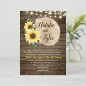 Sonnenblume Holz Slice rustikale String Lights Hoc Einladung (Stehend Vorderseite)