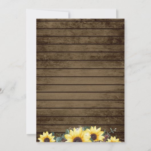 Sonnenblume Holz Slice rustikale String Lights Hoc Einladung (Rückseite)