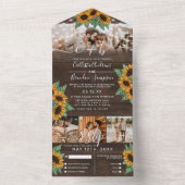 Sonnenblume Holz String Lights Foto Hochzeit RSVP All In One Einladung (Innen Boden)