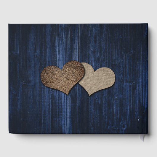 Sonnenblume Holz String Lights Navy Blue Wedding Gästebuch (Rückseite)