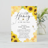 Sonnenblume Honey Bee Baby Dusche Einladung (Stehend Vorderseite)