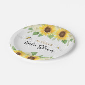 Sonnenblume Honey Bee Baby Dusche Pappteller (Schrägansicht)