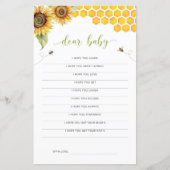 Sonnenblume Honey Bee Baby Dusche Sehr geehrte Bab (Vorderseite)