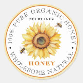 Sonnenblume Honey Bee | Bio Honig Runder Aufkleber (Vorderseite)