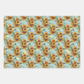 Sonnenblume Honeycomb Biene Muster Blumenmuster Geschenkpapier Set (Vorderseite 2)