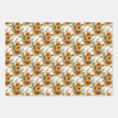 Sonnenblume Honeycomb Biene Muster Blumenmuster Geschenkpapier Set (Vorderseite 3)