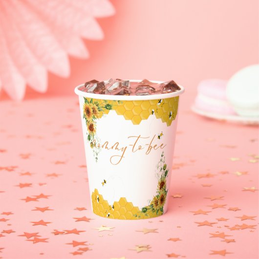 Sonnenblume Honeycomb Mommy-to-Bee Babydusche Pappbecher (Insitu)