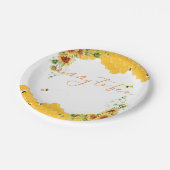 Sonnenblume Honeycomb Mommy-to-Bee Babydusche Pappteller (Schrägansicht)