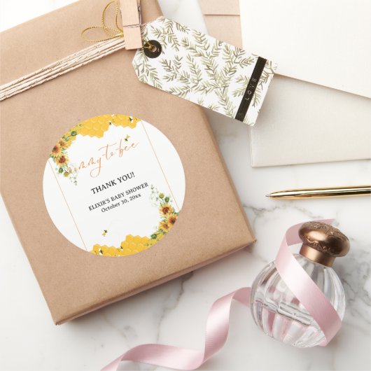 Sonnenblume Honeycomb Mommy-to-Bee Babydusche Runder Aufkleber (Schenken)