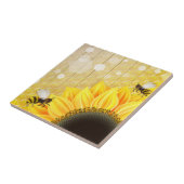 Sonnenblume-Honigbienen-Bienenwaben-Gelb-Schwarzes Fliese (Seite)