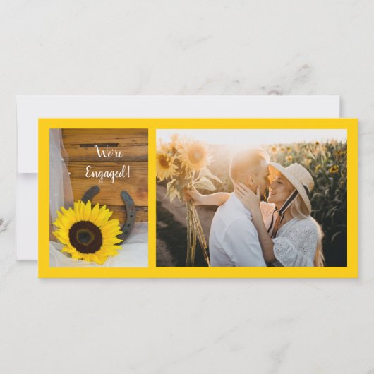Sonnenblume Horseshoe Verlobung verkünden Ankündigung (Vorderseite)