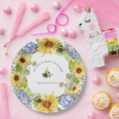Sonnenblume Hummel Blue Hydrangea Babydusche Pappteller (Party)